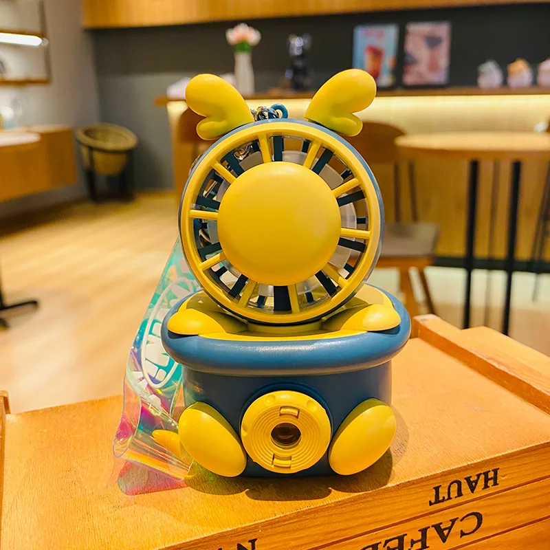 Usb Charging Fan Lithium Battery Usb Charging Portable Comes With Keychain Small Volume Outdoor Product Small Fan Blue Mini Fan