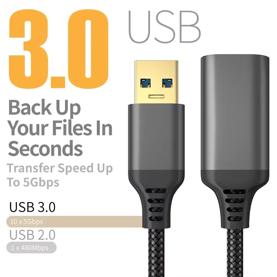 나일론 편조 USB 3.0 남성-여성 고속 전송 데이터 케이블 컴퓨터 카메라 프린터 연장 케이블 0.5m 1m 2m 3m 5m