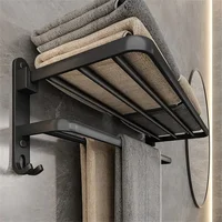 Multifunctional Aluminum Foldable Towel Rack Wall-Mounted Bathroom Item Shelf Suitable for Shower Rooms Bathroom Accessories 1
