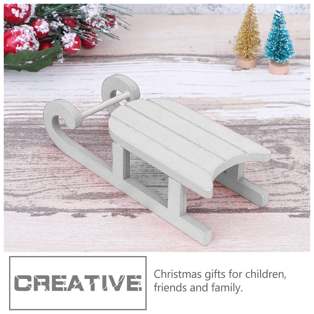 

4pcs Wooden Christmas Sleigh Christmas Tabletop Decoration Desktop Ornament Christmas Party Favors Gifts White