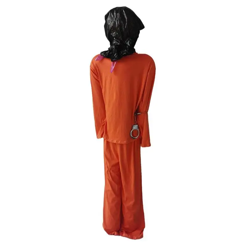 

Halloween Prisoner Decor Halloween Scary Prison Uniform Front Zipper Decoration Supplies For Cosplay Halloween Party Haunted