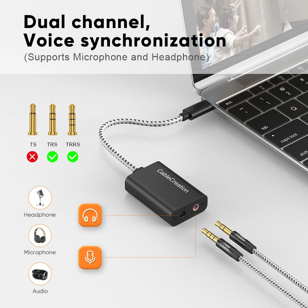 CableCreation Type C Sound Card External Stereo USB C to