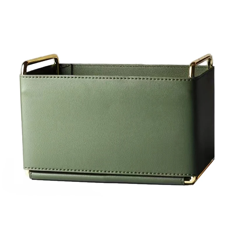Leather Storage Box For Household Living Room Bedroom Office Desktop Remote Control Cosmetics Sundries Pen Holder storage tray