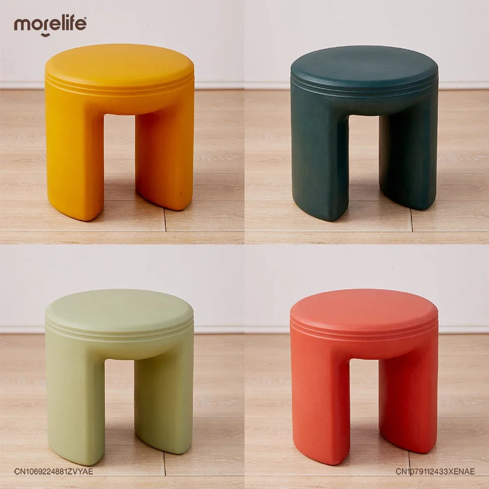 Creative Plastic Circular Footstool Ottomans Household Round Single Chair Shoe Changing Stools Restaurant Stool Home Furniture