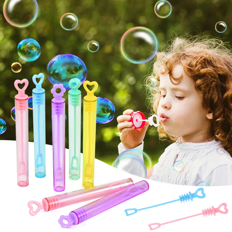 10-50pcs Colorful Bubble Soap Bottle Heart Wand Empty Tube Kids Birthday Party Favors Pinata Filler Toys Wedding Gifts for Guest - Image 2