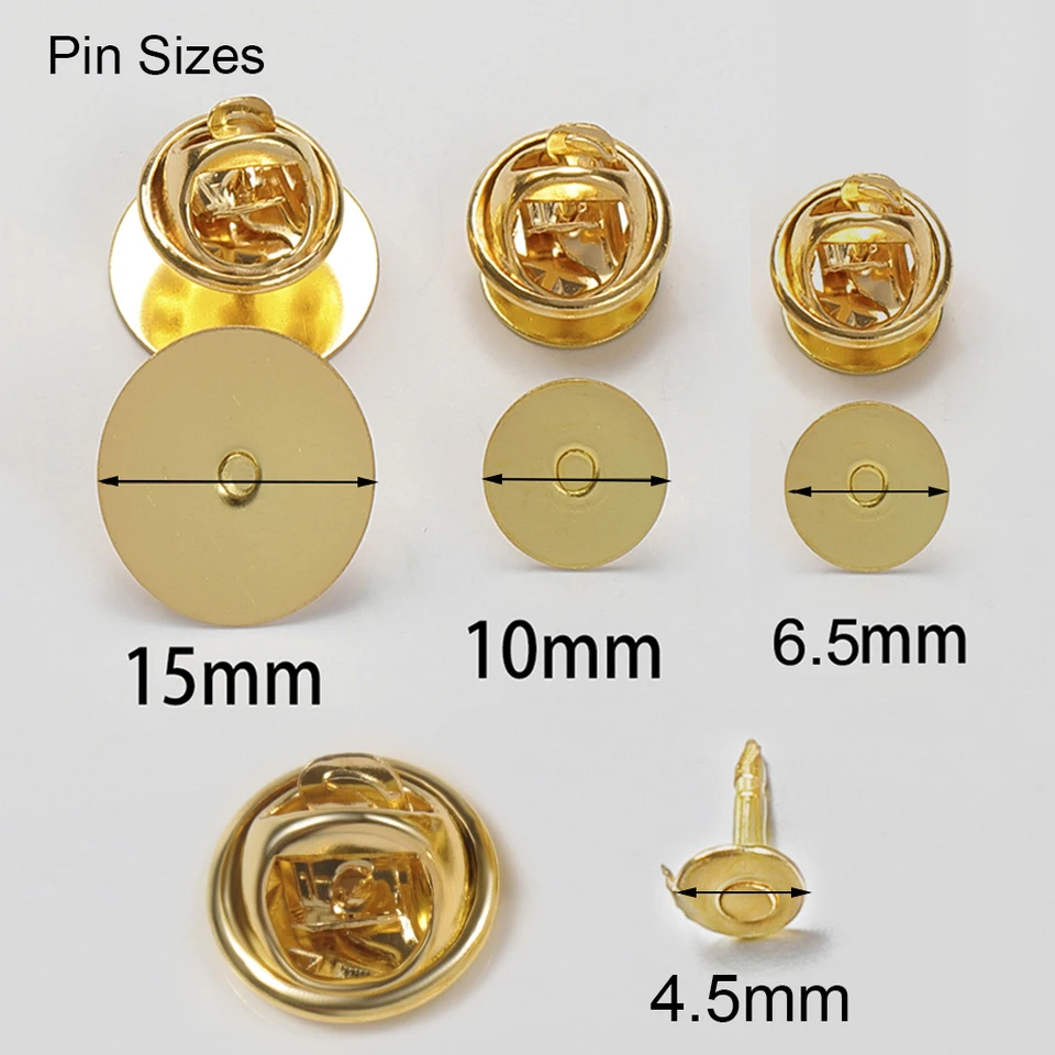 50Sets Pins Caps Button Butterfly Clasp Pin Back Squeeze Badge