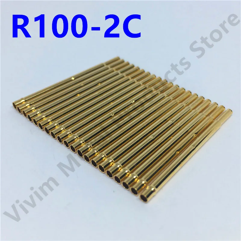 

20/100PCS R100-2C Test Pin P100-B Receptacle Brass Tube Needle Sleeve Seat Crimp Connect Probe Sleeve 29.3mm Outer Dia 1.67mm