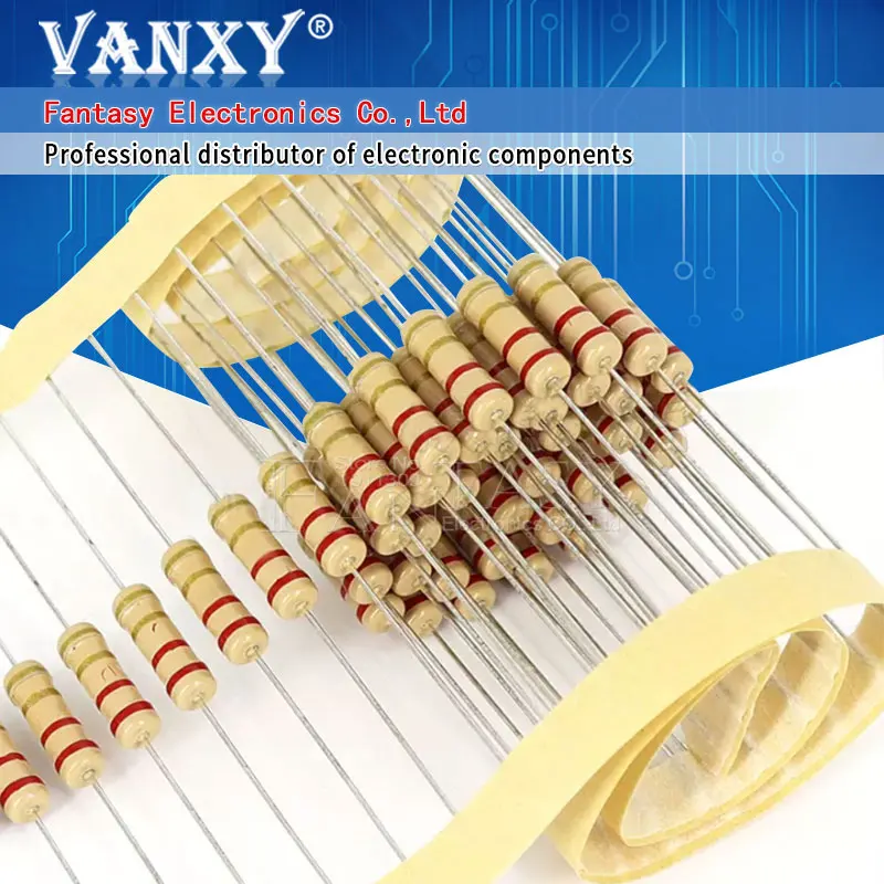 100pcs 1/2W Carbon Film Resistor 0.5W 5% 1R-10M 0R 10R 100R 220R 330R 1K 2.2K 4.7K 10K 22K 47K 100K 1M 0 10 100 220 330 ohms carbon film resistor
