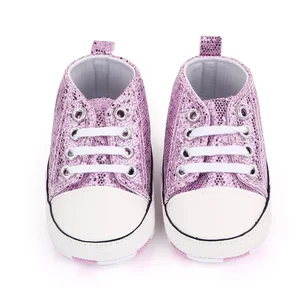 2023 Детские парусиновые кроссовки с блестками для новорожденных; Детская обувь; Обувь для маленьких мальчиков и девочек; Обувь для малышей; Мягкая нескользящая обувь для малышей