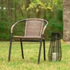 2 Pack Medium Brown Rattan Indoor-Outdoor Restaurant Stack Chair 2