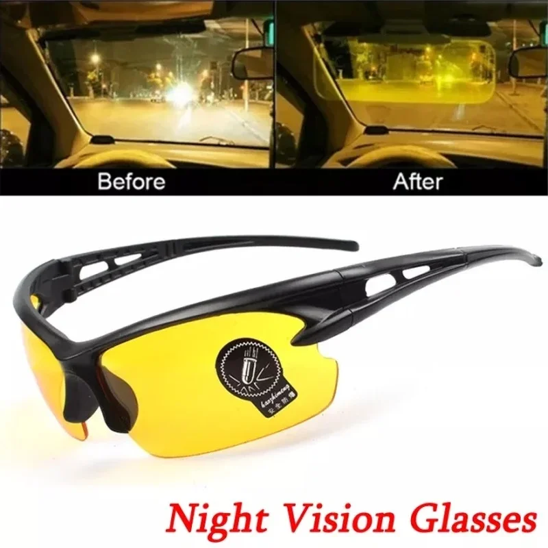 Night Vision Glasses Outdoor Sport Cycling Sunglasses Driving Yellow Glasses Bicycle Windshield Eyewear Mountain Bikes Goggles