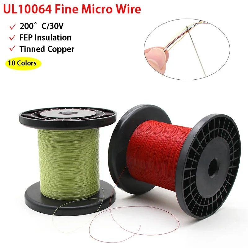 

100/200M UL10064 PTFE Wire 40/36/34/32/30/28/26AWG PEP Plastic Solder High Conductivity Copper Cable Fine Micro Litz Wires