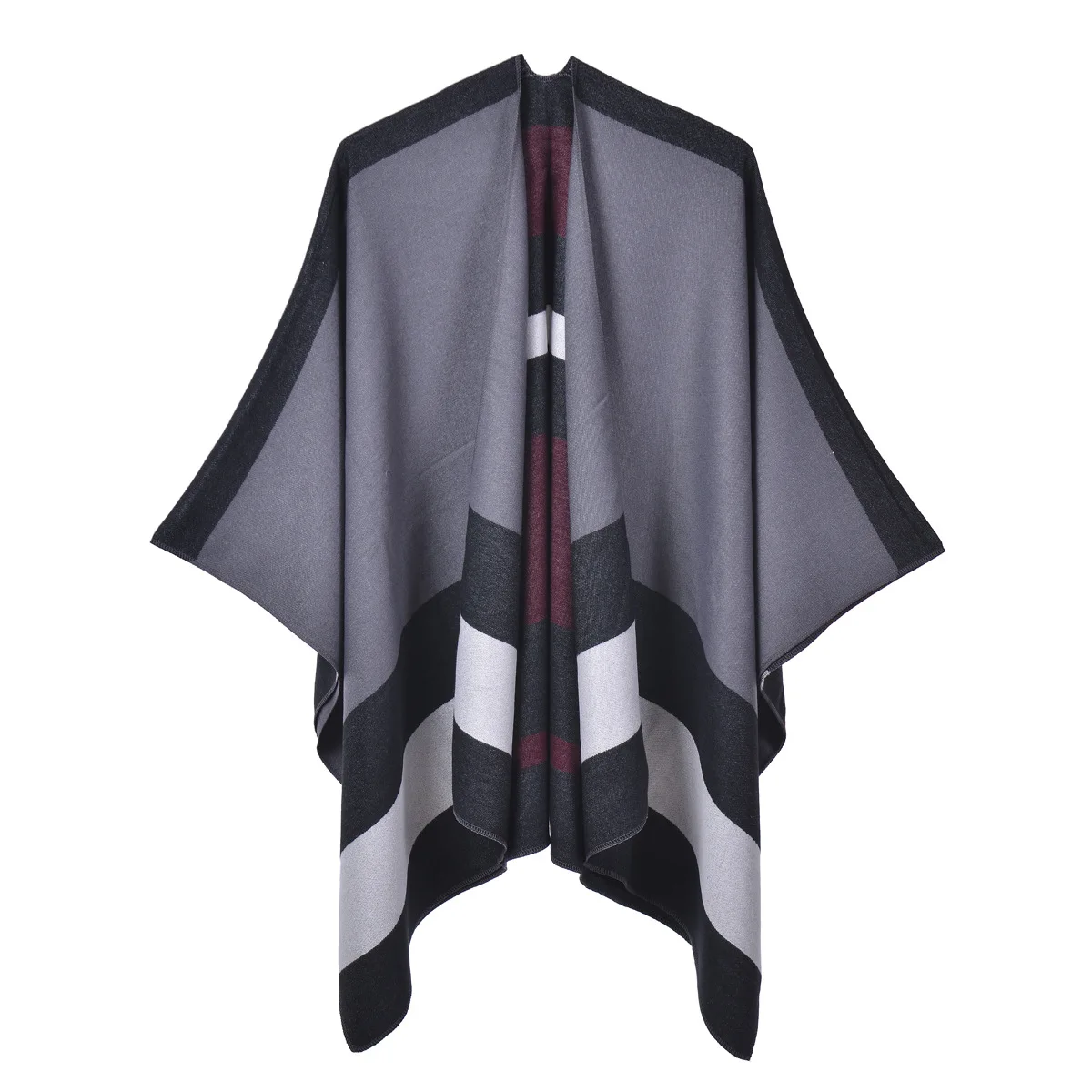 

Cape Poncho Cloak Women Fashionable Imitate Cashmere Autumn and Winter Lady Stripe Shawl Travel Air Conditioning Room Shawl P1