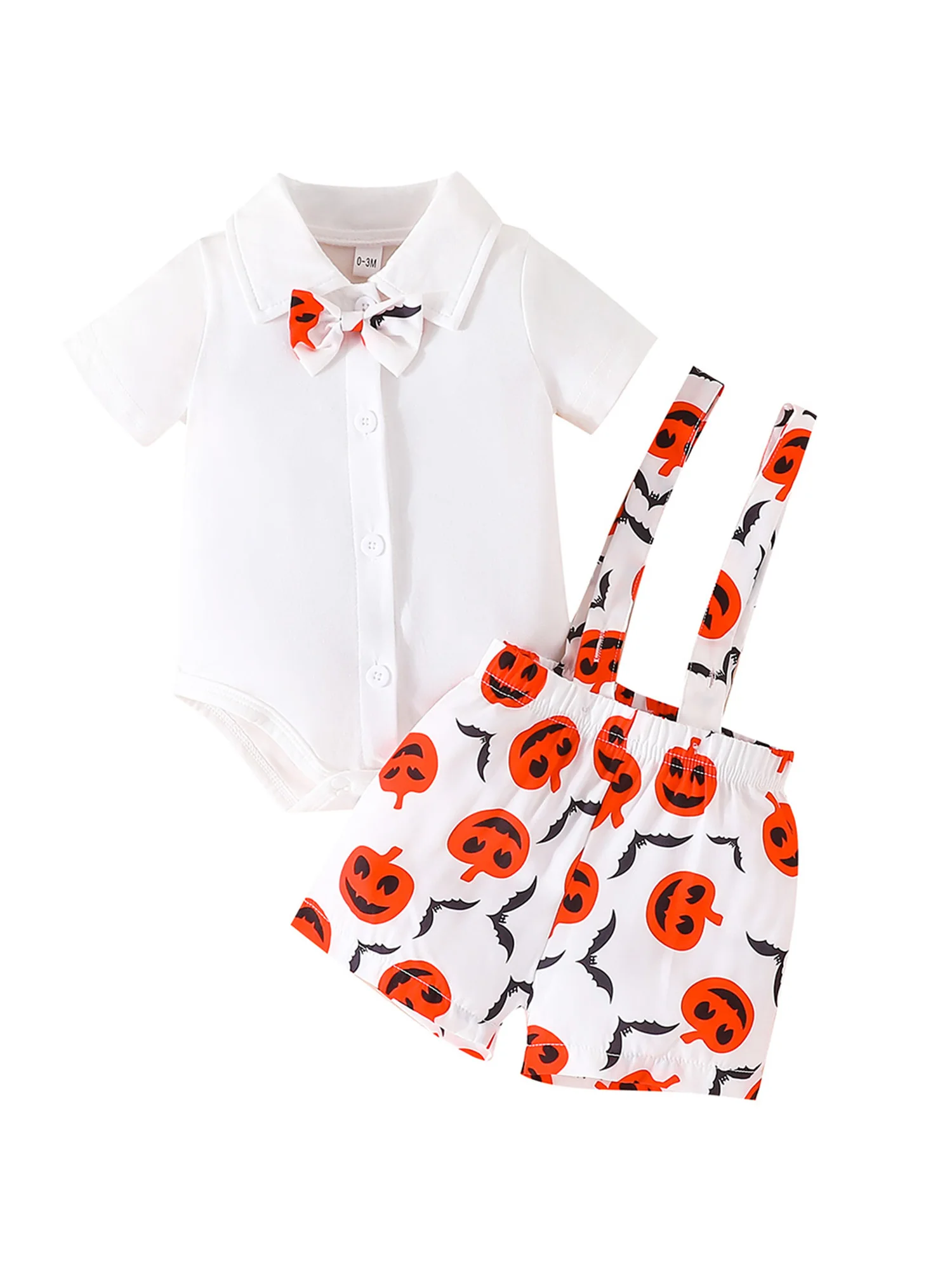 

Halloween Costume Set for Toddler Boy and Girl - Pumpkin Print Short Sleeve Shirt with Matching Shorts - Fun and Stylish Summer