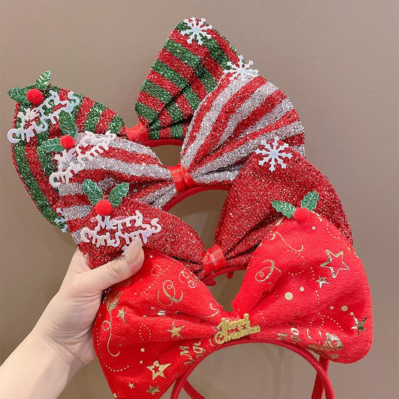 Christmas Bow Headband Reindeers Elk Snowman Santa Hair Band Girls Cartoon Hair Accessories Xmas Gift New Year Cosplay hair accessories,hair headband