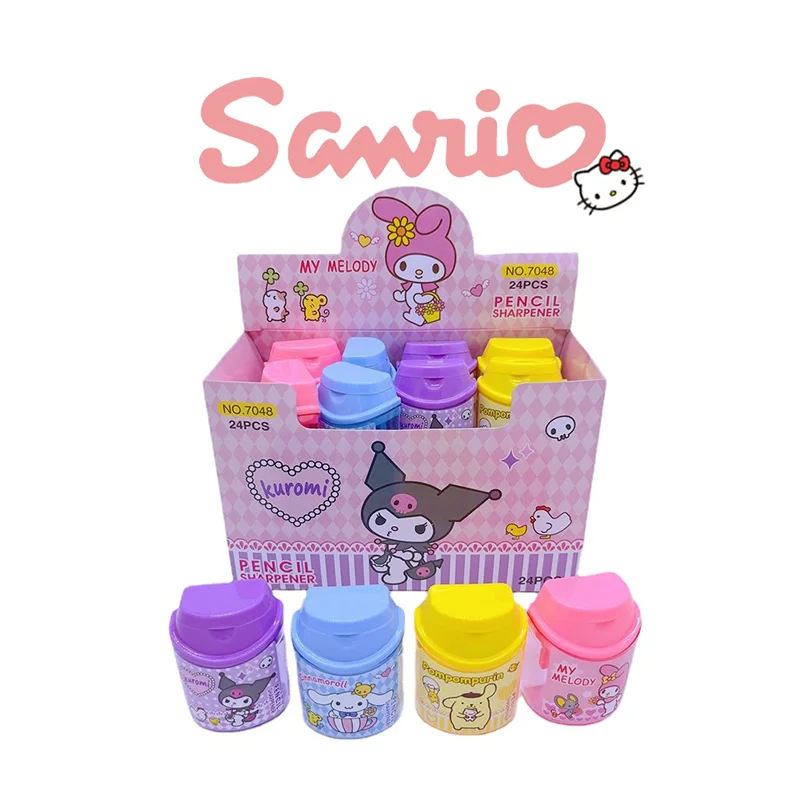 sanrio-mini-apontador-de-lapis-terno-kawaii-cinnamorroll-mymelody-kuromi-desenho-animado-do-estudante-double-hole-papelaria-atacado-48pcs