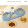 3 In 1 Dual-bowl Feeder with Gravity Water Bottle for Multi-pet Household Integrated Design Easy to Clean Cat Bowl for Puppy Cat 3
