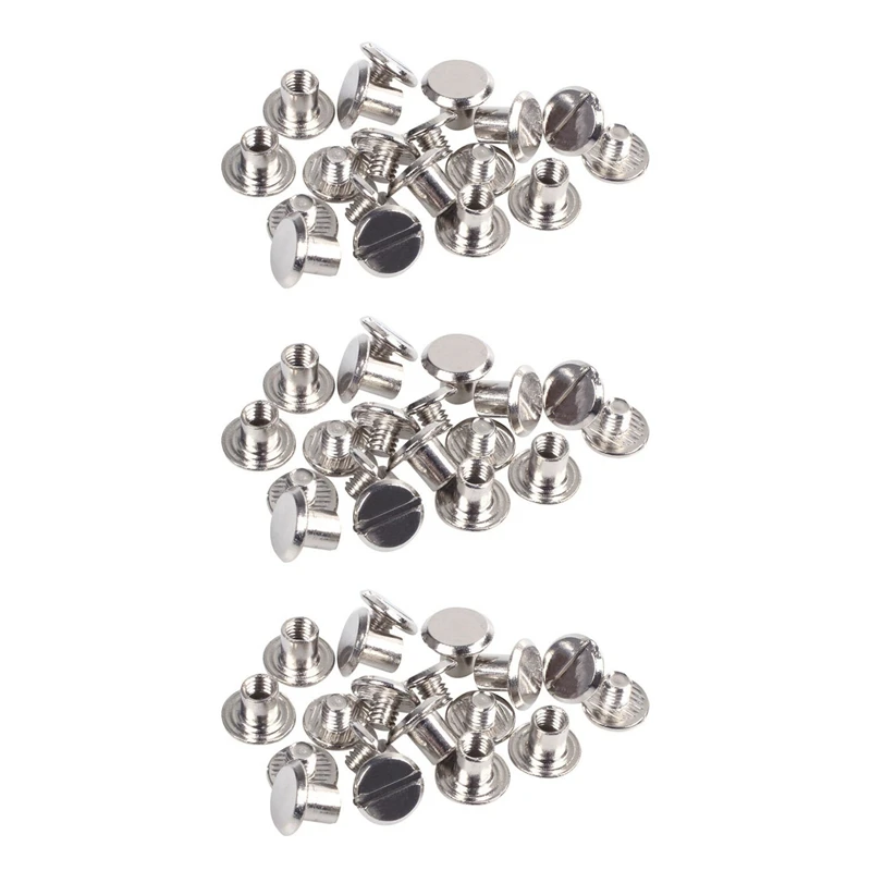 30 Sets Leather Belt 5 X 6 Mm Silver Screw Binding Promotion