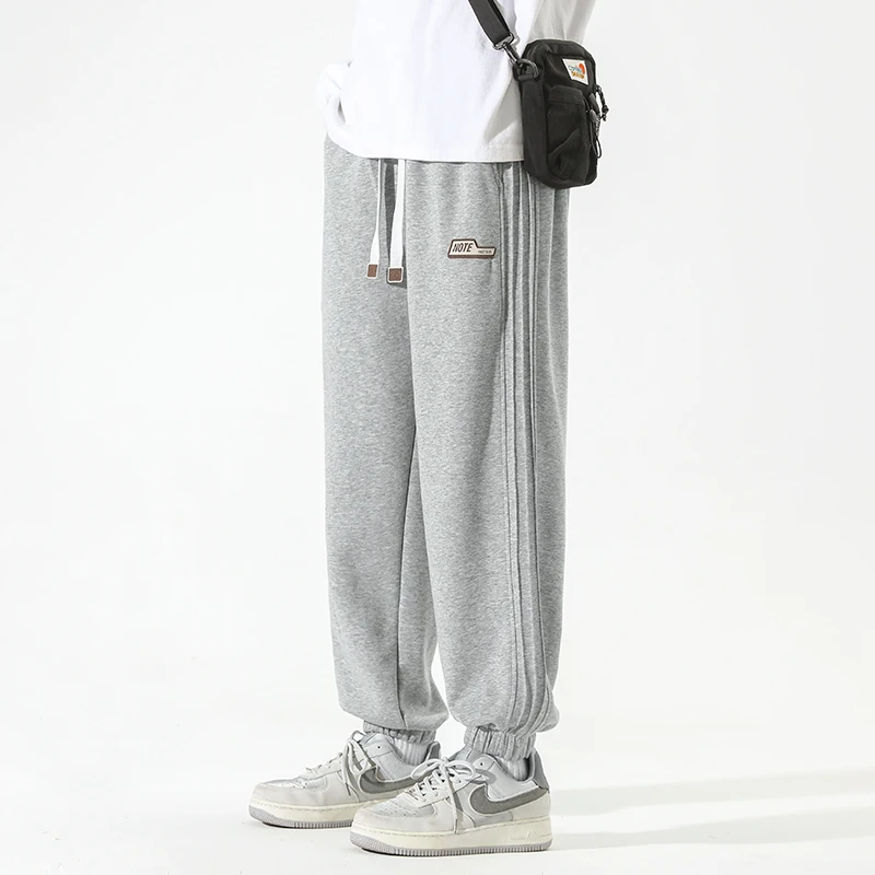 CAAYU Casual Men\'s Cotton Pants Fashion Solid Pocket Drawstring Baggy Trousers Comfort Loose Wide Leg Pant Streetwear Sweatpants