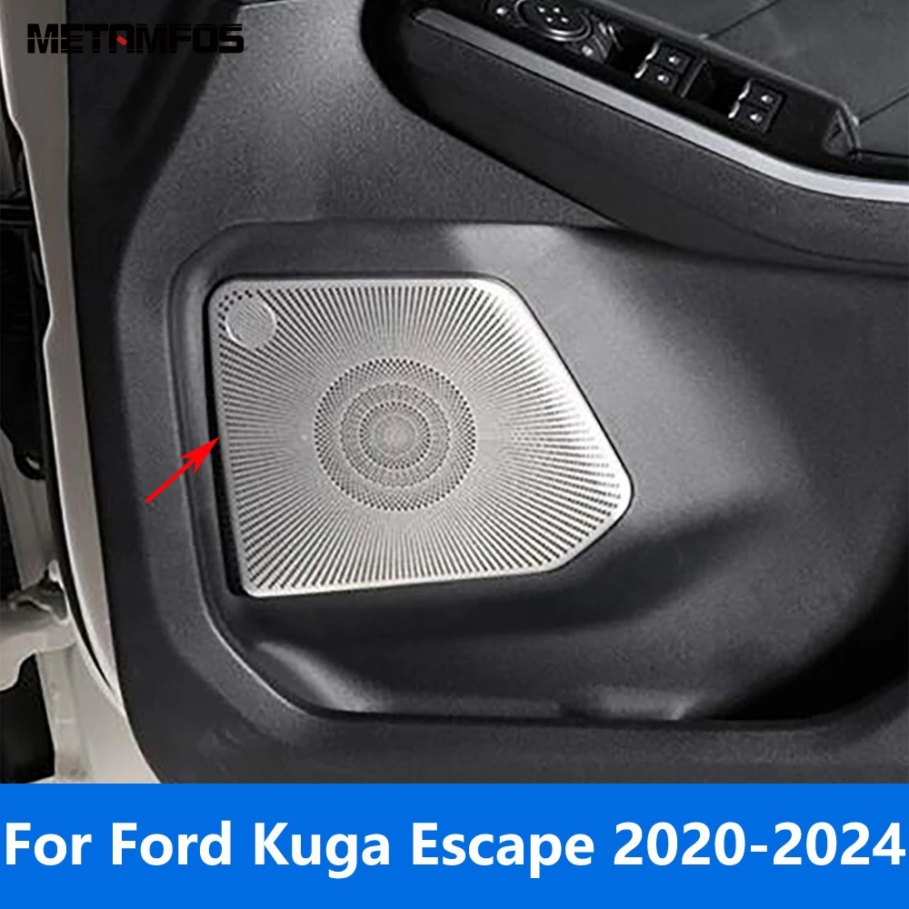 

Для Ford Kuga Escape 2020-2023 2024 нержавеющая сталь внутренняя дверь аудио динамик Громкоговоритель крышка отделка Аксессуары автостайлинг