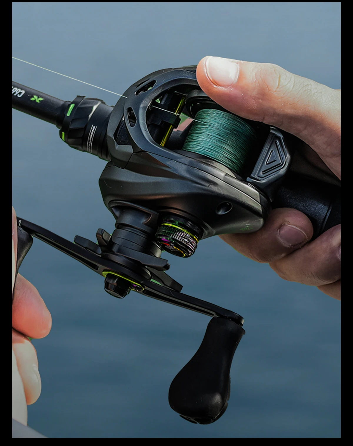 HANDING Salzwasser-Baitcasting-Rolle, Angelrolle, 7,2 Übersetzungsverhältnis, 6 + 1BB, 8 kg Leistung, Baitcaster, Kohlefaser-Unterlegscheibe, 8 kg Zugkraft – Detail 19