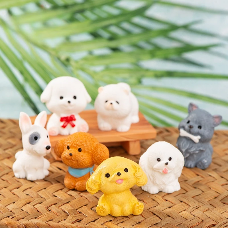 Cute Dog Figurines Miniatures Cartoon Animal Micro Landscape Ornaments Creative Simulation Dog Statue Courtyard Decor