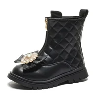 Girls' Short Boots 2024 Autumn/Winter New Baby Kid's Princess Shoes Rubber Sole Anti-slip Fashion Children's Ankle Boots 1