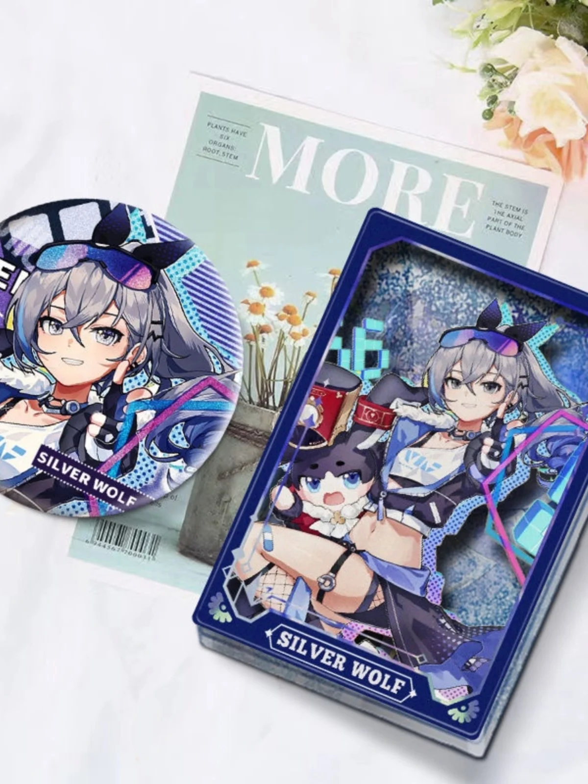 

Game Anime Honkai: Star Rail Silver Wolf Cute Q Version Bag Badge Brooch Pins With Quicksand Mahjong Fans Gift Decor