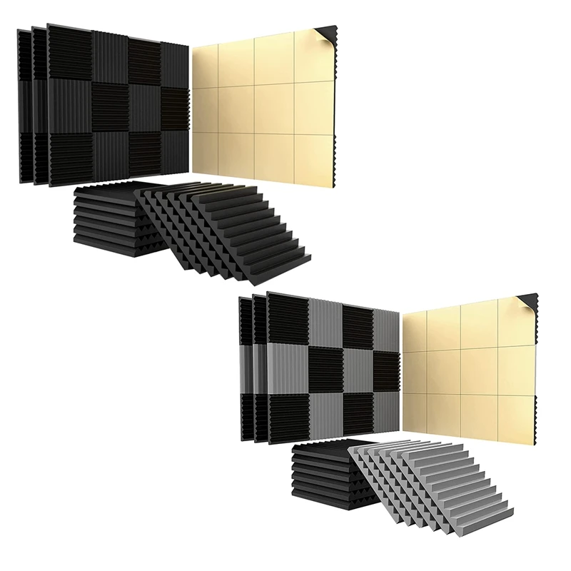 

24 Pack Acoustic Panels With Self-Adhesive,1 X 12 X 12 Inch Sound Proof Foam Panels,For Home Studio