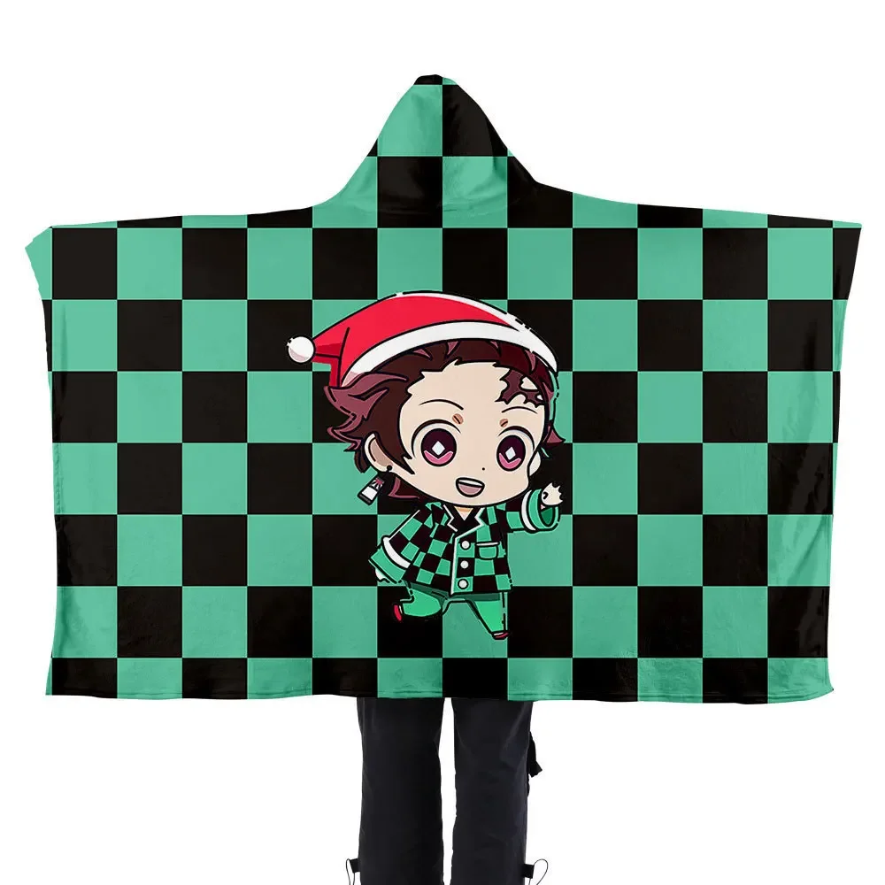 

Ghost Slayer Q Version Christmas Printed Pattern Hooded Blanket Home Fashion Beautiful Trend Comfortable Hooded Flannel Cloak