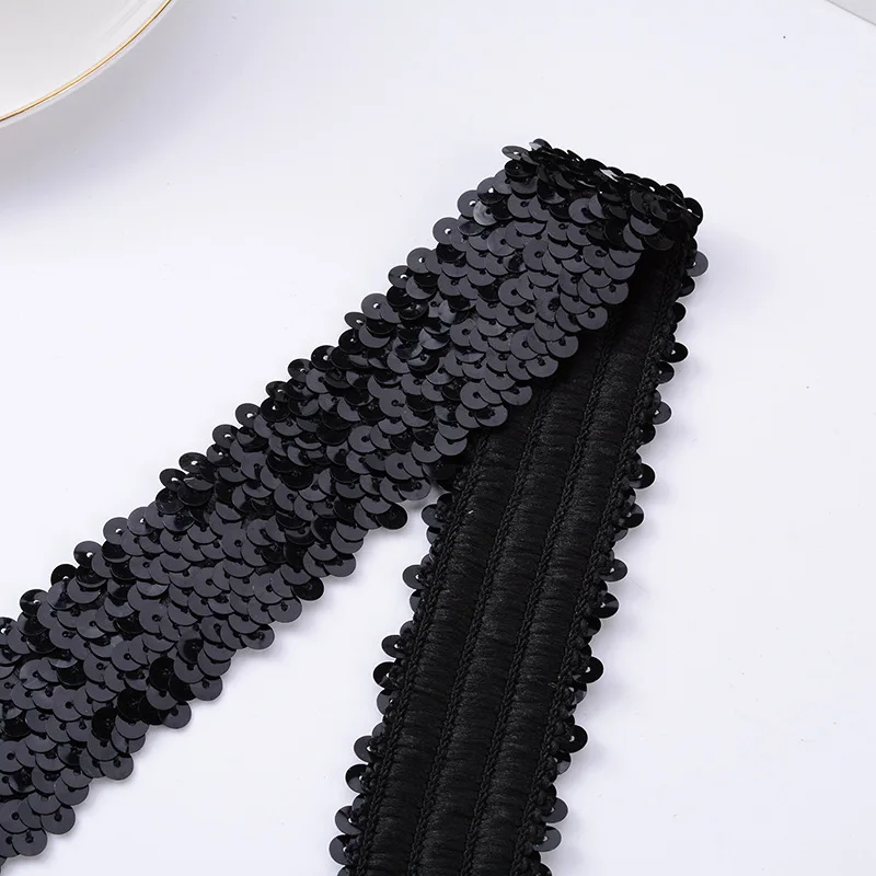 Lace Ribbon Decoration 3 Cm 3 Rows Elasticity Dance Clothing Curtain Craft Paillettes Sewing DIY Accessory 1M