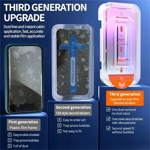 Protecteur d'écran HD pour iPhone, installation sans poussière, film de verre du Guatemala, 14, 11, 12, 13, 15, 16 Pro Max, 14 Plus, Poly X, XS Max, 1-2 pièces 3