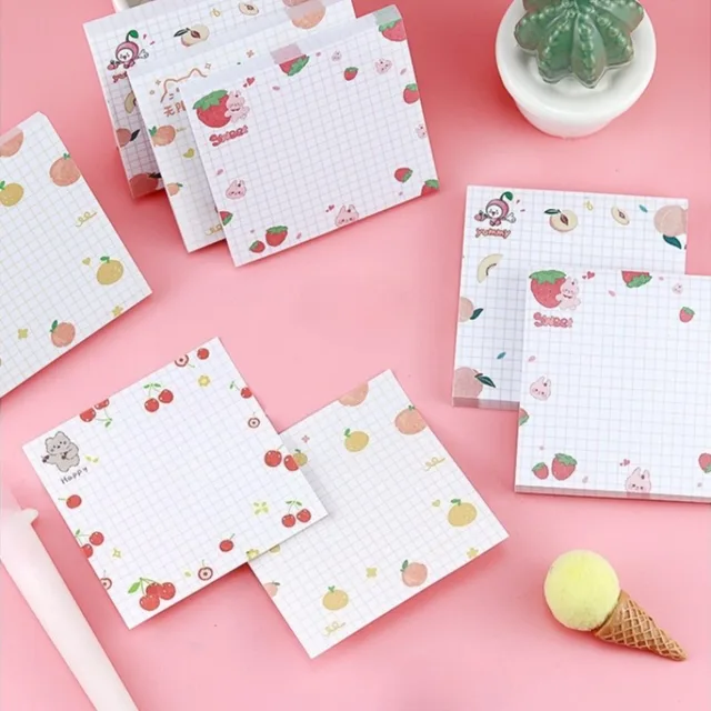100sheets Kids Cartoon Fruit Pattern Sticker Posted It Memo Grid Paper Notebook Message Sticky Notes Notepad Pads Posits Sticker 6
