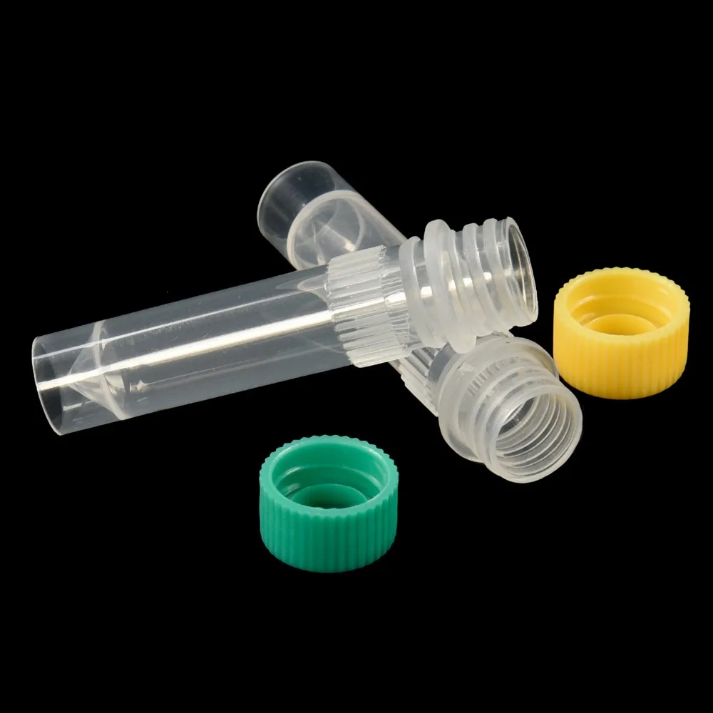 Plastic Test Tubes 50/100Pcs Laboratory 5ml/2ml/1ml Plastic Freezer Tube Cryovial Silicone Gasket Lab Frozens Storage Tube Subpackage Vial