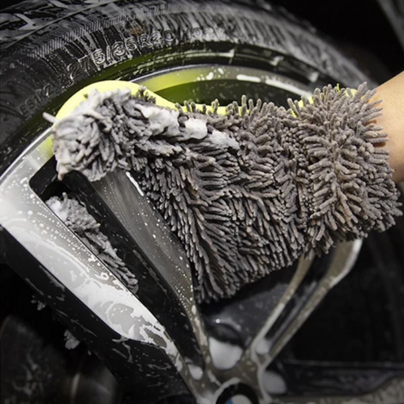 Five Finger Car Wash Gloves Coral Insect Chenille Double-sided Car Cleaning Gloves Wash Accessories