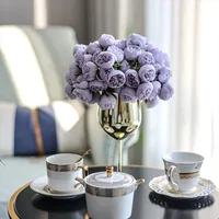 27 Heads Artificial Silk Peony Bouquet Luxury Home Decoration Table Flower Photography Props Fake Flower Wedding Bride Flower 5