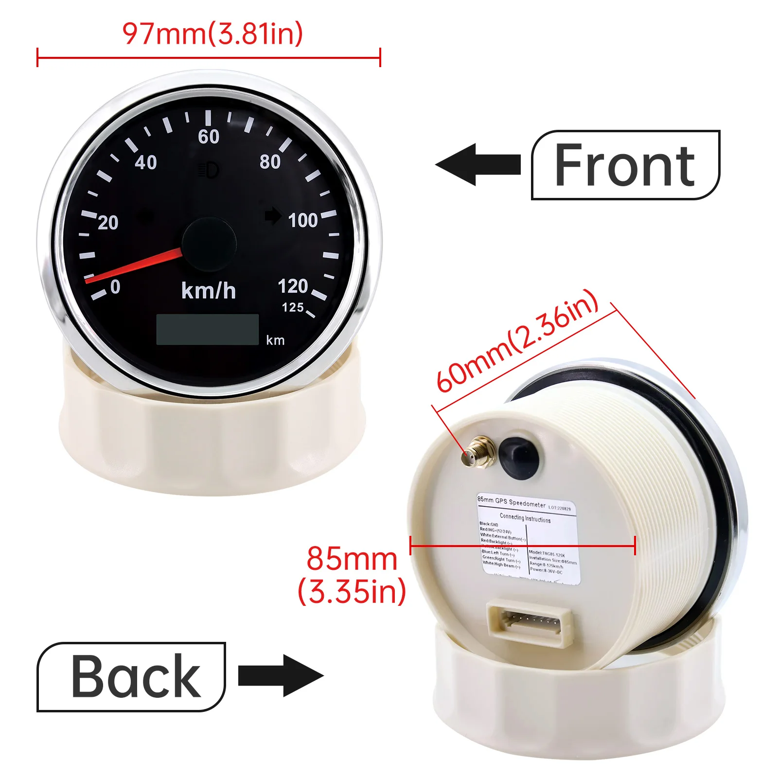 85mm Digitaler GPS-Tachometer Kilometerzähler Motorrad.Boot.Yacht