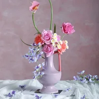 Ceramic Vase Colored Handle Bottles Hydroponics Terrarium Flower Arrangement Accessories Flower Vase Home Decoration 2