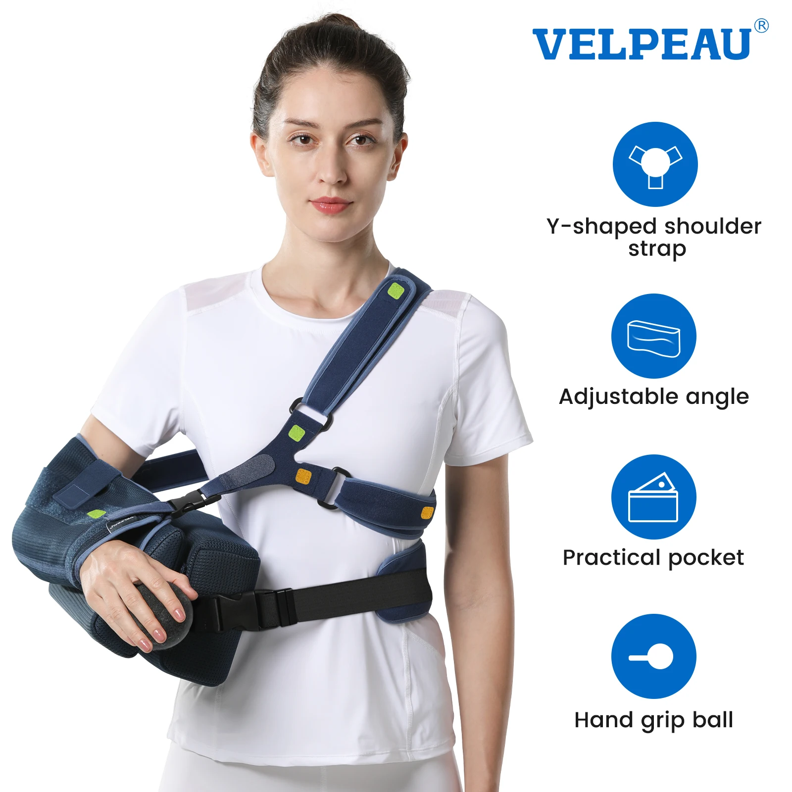 VELPEAU Shoulder Abduction Sling With Pillow for Rotator Cuff Surgery and Recovery Medical Shoulder Immobilizer Fits Both Arms