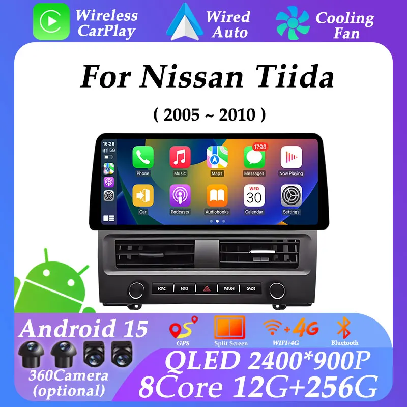 12,3 "para Nissan Tiida 2005-2010 CarPlay Android Auto pantalla ultrafina Radio de coche reproductor Multimedia de vídeo GPS Navi pantalla dividida 1