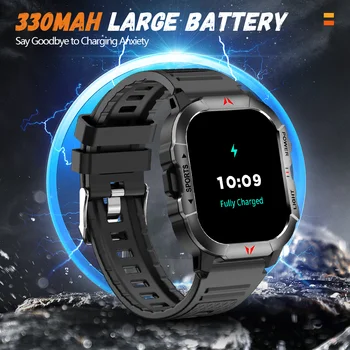 LAXASFIT 2025 New Men Smart Watch LED Flashlight BT Call 100+ Sports Modes Health Monitoring IP68 Waterproof Outdoor Smart Watch 6