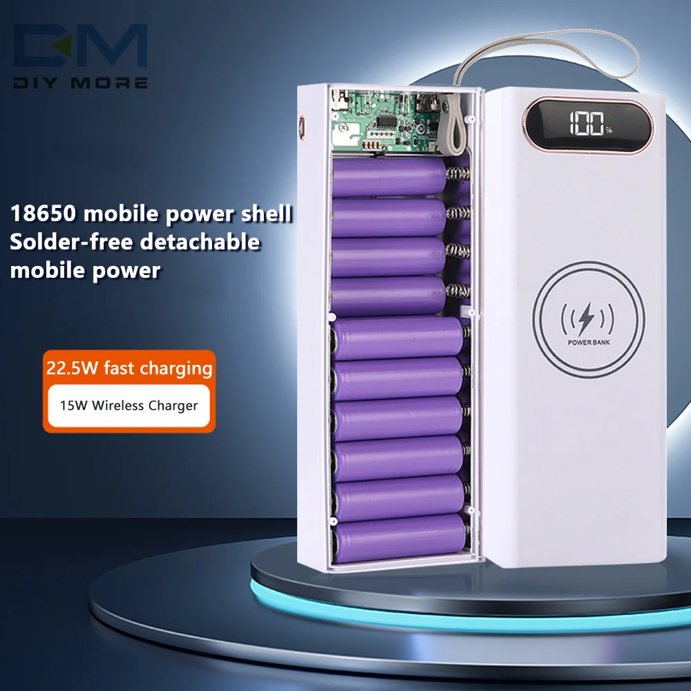 20-Section Detachable Mobile Power Case with 22.5W Fast Charging and Wireless Charging Capability