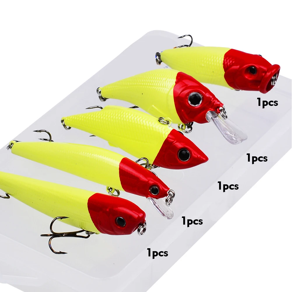 YOUZI 5PCS Fishing Lures Kit Popper Crank Baits With Double Sharp Treble  Hooks For Salt/Freshwater Trout Bass Salmon Fishing - AliExpress