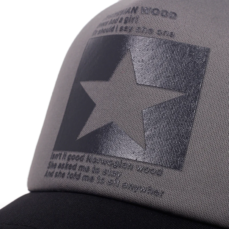 Baseball Cap New five-pointed star printed Baseball Cap spring summer breathable net caps men women outdoor sun shade hat adjustable wild hat
