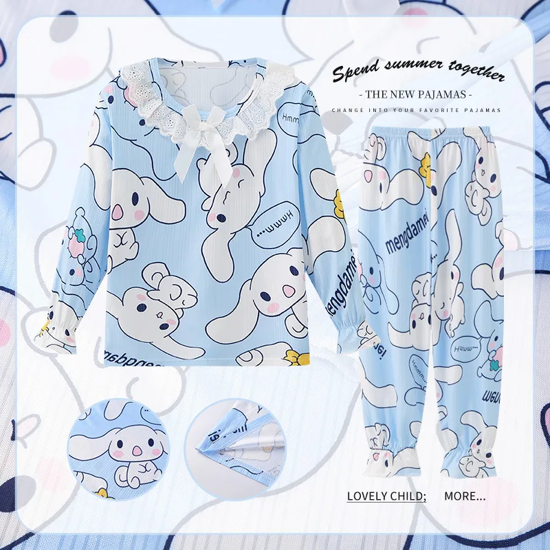 

Sanrio Children Pajamas Anime Cartoon Cinnamoroll Kuromi My Melody Spring Autumn Long Sleeve Thin Girls Dormitory Pajamas