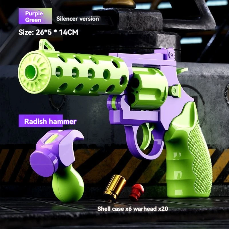 Revolver Toy Guns Manual Pistol Weapon Soft Bullet Throw Shell Gun Toy Anti-stress Launcher for Adults Boys Outdoor Games 6