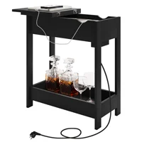 Table d'appoint EUGAD avec prise intégrée, table de chevet, console de café, table de canapé, plateau de table pliable pour salon, chambre, cuisine, entrée 4