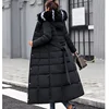 Long Down Cotton Parkas Coat Female New Winter Over Knee Loose Large Fur Collar Hooded Warm Thick Parkas Women  Padded Overcoat 2