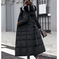 Long Down Cotton Parkas Coat Female New Winter Over Knee Loose Large Fur Collar Hooded Warm Thick Parkas Women  Padded Overcoat 2