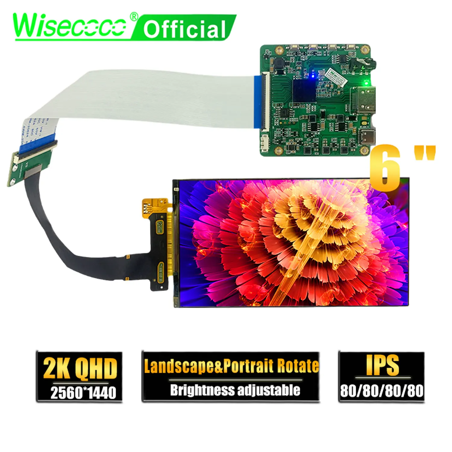 Wisecoco-tela Lcd para Raspberry pi 2k Display Ps4 Game Console tv Box Ajuste de Brilho Paisagem 2560×1440